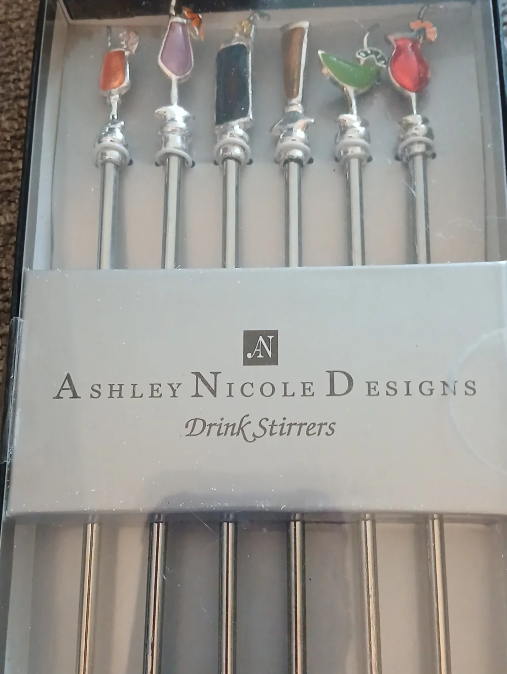 Ashley Nicole Designs Colorful Enamel Drink Stirrers (Set of 6)